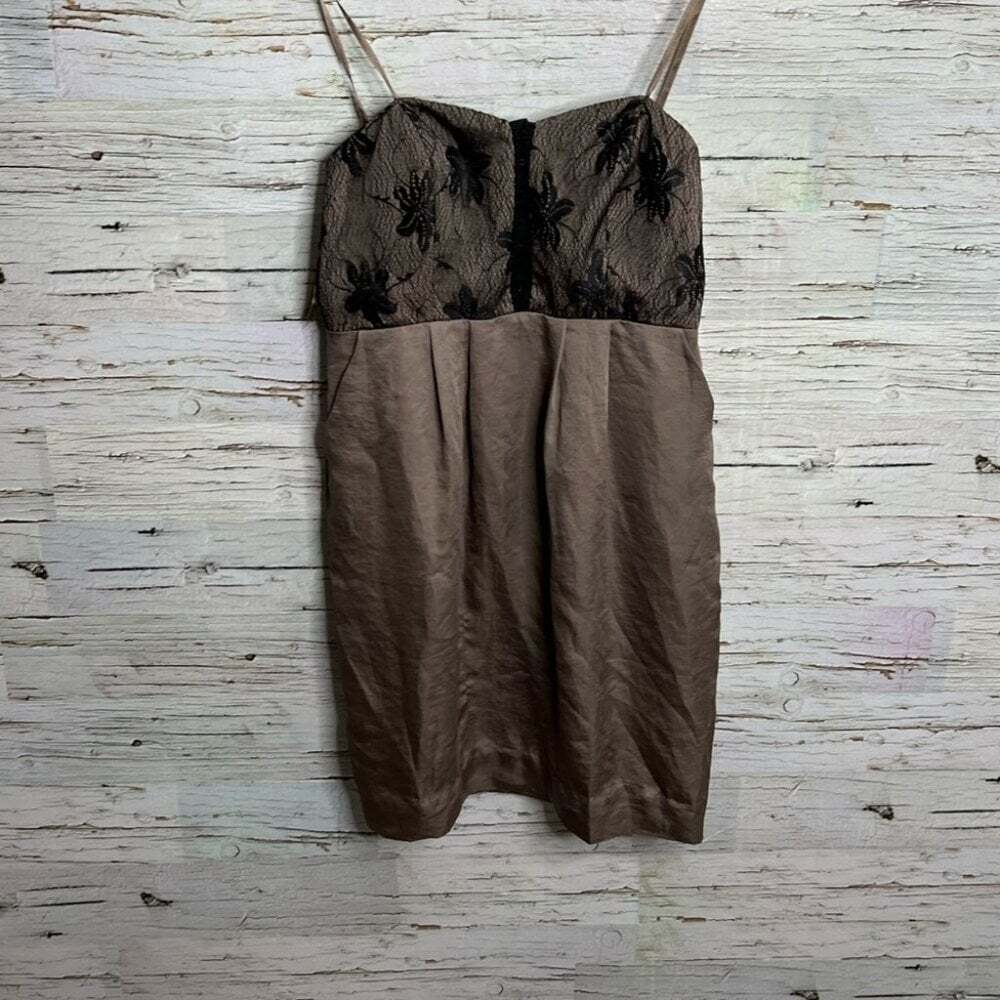 Bcbgeneration strapless dress lace brown black bcbg size 10